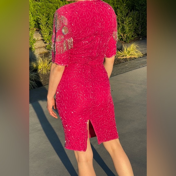 Vintage Pink Sequin dress with silver beads and embellishments - Picture 2 of 4